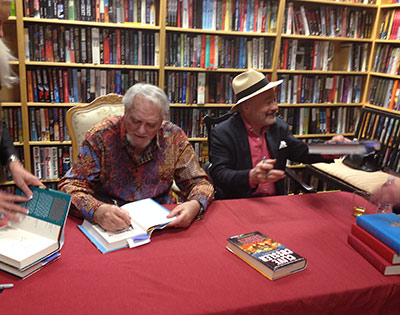 Justin Scott and Clive Cussler signing The Bootlegger
